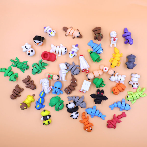 3D-printad färgglad mini djurmodell liten figur barnleksak tecknad docka unicorn