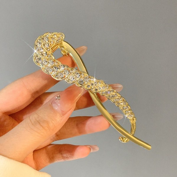 Rhinestone Banan Clip Funklende Hårklør GULD gold