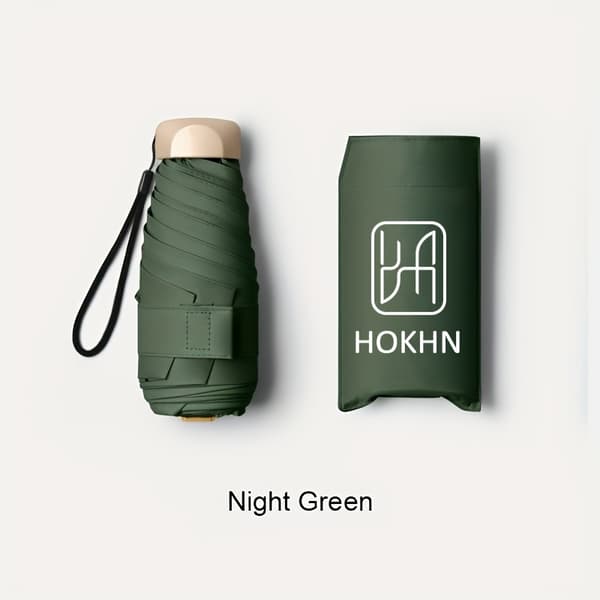 Minihopfällbart paraply – Kompakt lättviktsreseparaply för regn och sol Dark Night Green