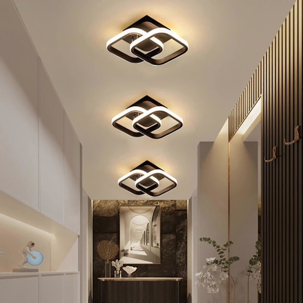 LED taklampe med bevegelsessensor, 22W varmhvit taklampe, 24*20*9CM sensorlampe, egnet for haller, garasjer, bad, 1 stk