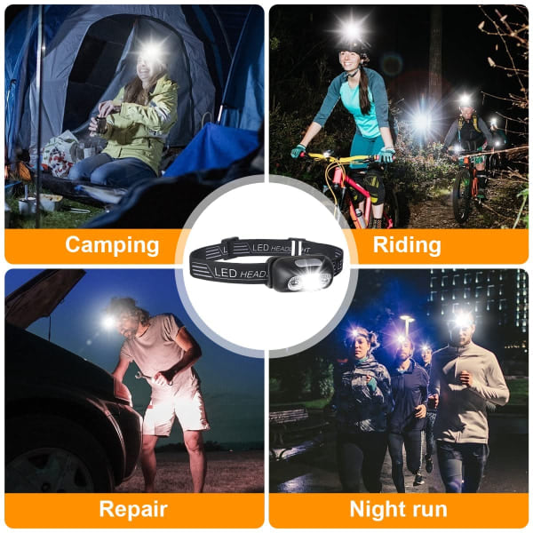 2-pakning USB Oppladbar Hodelykt, IPX6 Vanntett, Ultralett Super Sterk 160 Lumen LED Hodelykt med Bevegelsessensor