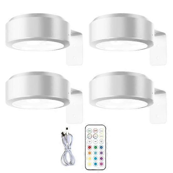 Väggmonterad trådlös bildlampa med fjärrkontroll, dimbar, batteridriven, justerbar 13-färgs RGB-målningslampa white