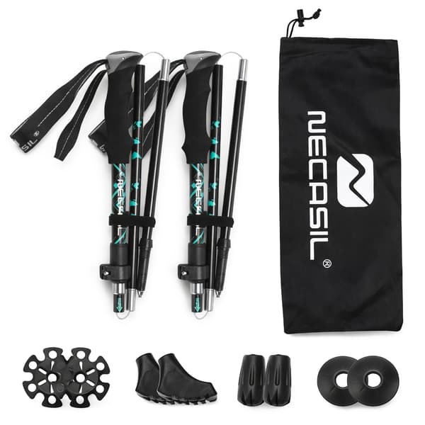 Sammenleggbare Trekkingstaver – Justerbar Lengde Black black