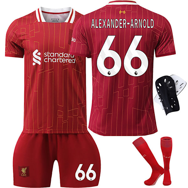 24-25 Liverpool-paita nro 11 Salah 9 Firmino 66 Arnold 10 McAllister jalkapallopaita nro 11 Suojavarusteet Sukilla No. 11 Protective Gear with Socks Size M