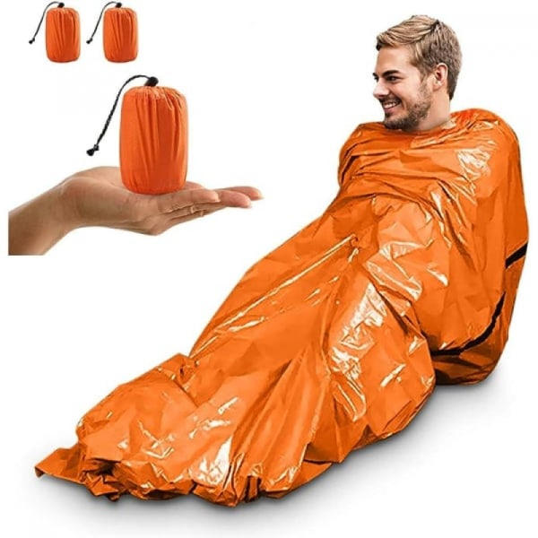 2-pak nødsøvnpose, bærbar nødsøvnpose Emerg Orange 2-pak