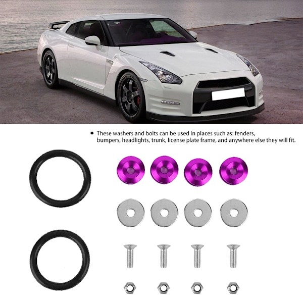 Bil Aluminiumlegering Skärmar/Stolpar Bricka/Bult Motorrum Styling Kit (Lila)