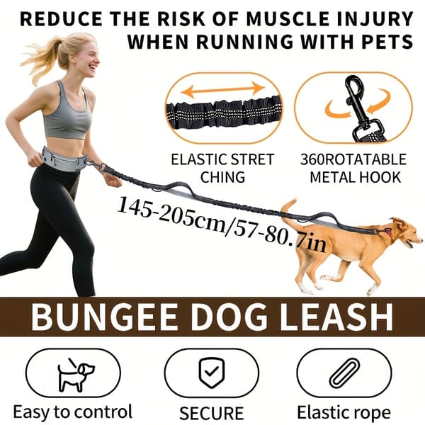 AIRUIDOG Handsfree hundkoppel med justerbart infällbart koppel för löpning, reflekterande säkerhet, jogging, utomhus, husdjurstillbehör Grey One-size
