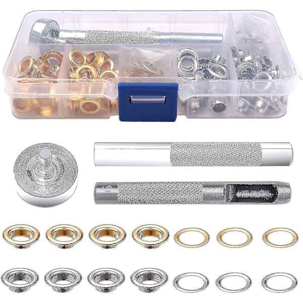 100 kpl niittisarja, 6 mm metalliset ompeluniitit 3 niittityökalulla