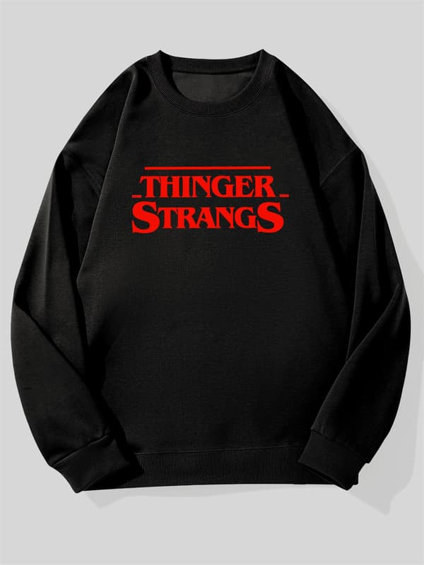 THINGER STRANGS grafisk sweatshirt med rund hals til mænd Black L