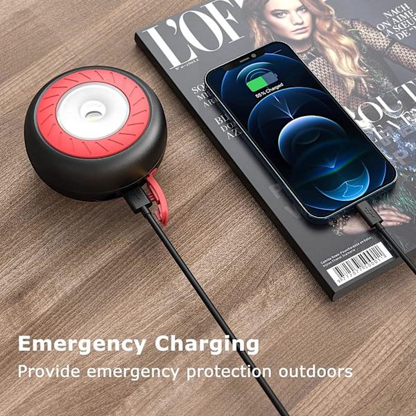 LED Campinglampe, foldbar solcellecampinglanterne, powerbank med 2 opladningsmetoder (solcelle/USB) og 3 lystilstande