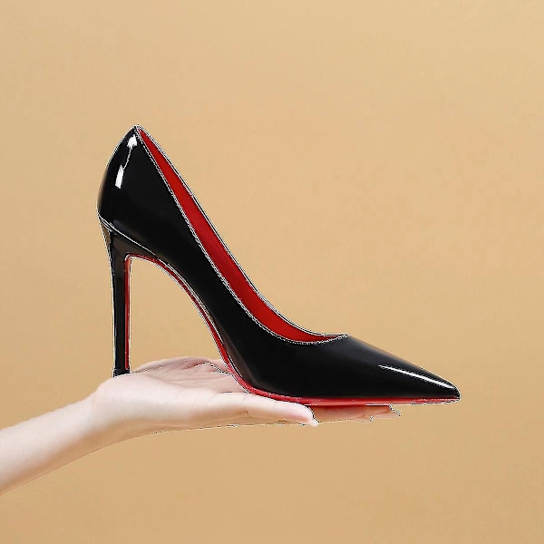 Dam Skor Röda Sulor Pumps Nya Sexiga Spetsiga Svarta Tunna Höga Klackar Skor 8cm 10cm 6cm Låga Sexiga Bröllopsskor - WELLNGS 39