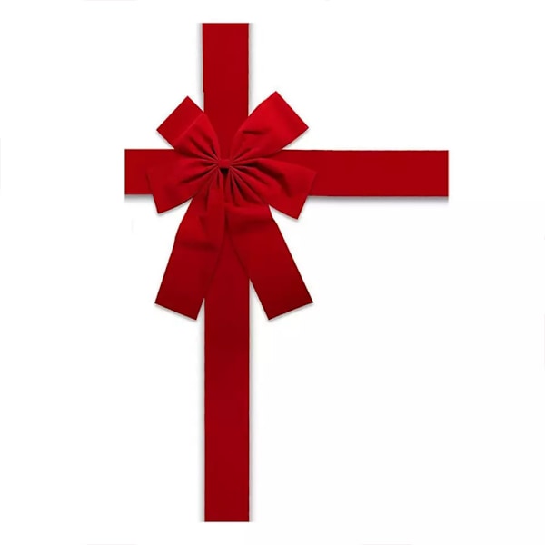 Rött Julgransband för Dörr, Stor Rosett, Stor Dörrjulgransrosett, Semesterdekorationer, Julgransrosett för Dörr, Festtillbehör