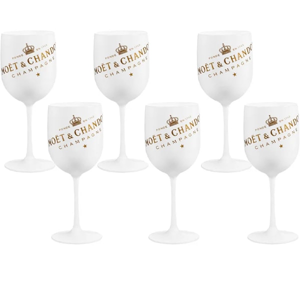 500ml Moët Champagne Fløjter Glas Plast Akryl Champagne Glas Vinglas WHITE 6PCS