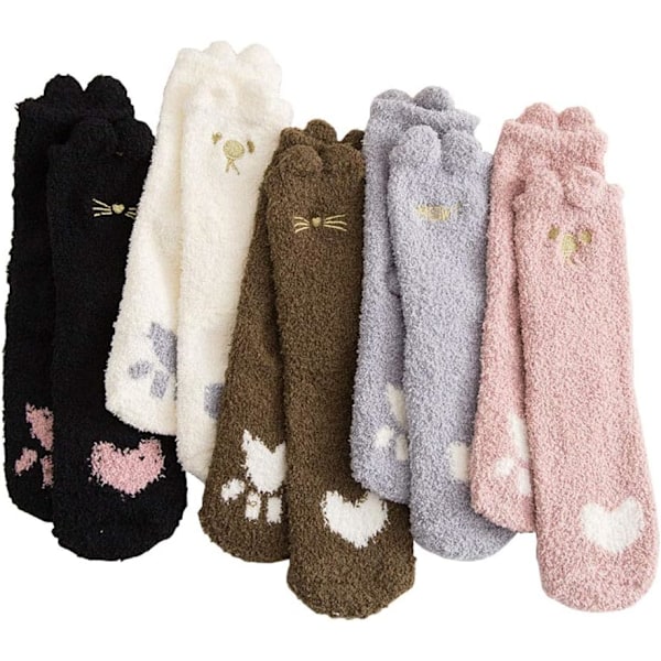 Myke, koselige og lodne tøffelsokker for kvinner, korallfløyel, varme og fluffy sovesokker for vinteren, 5 eller 7 par 2