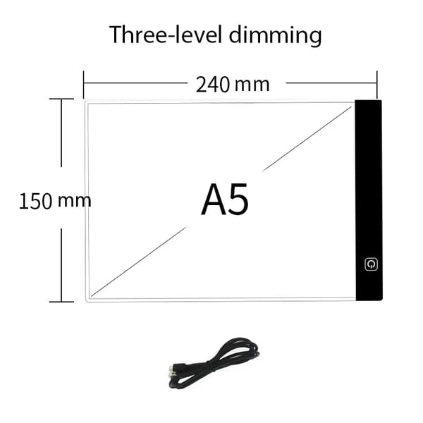 LED Tegneplade 3-Niveauer Dæmpbar Bord Animation Maleri Pædagogisk Legetøj Gave Justerbar Lys Notesblok Til Børn A5-3 Level Dimmable