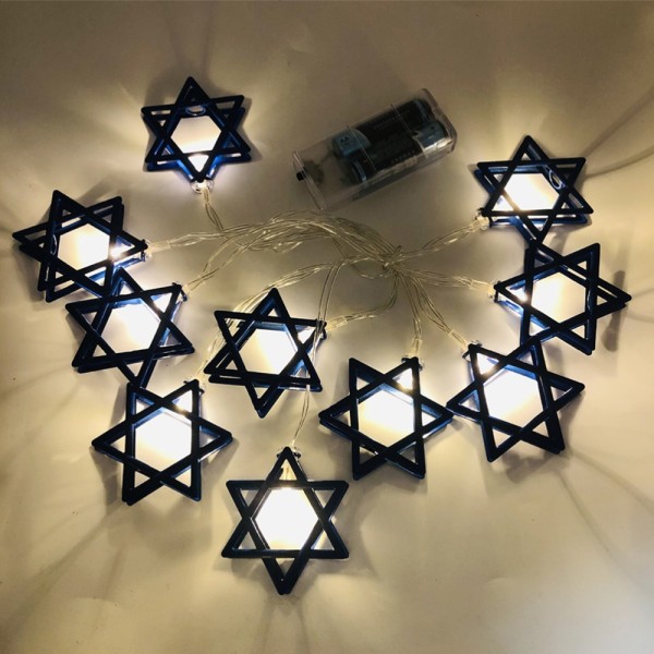 1,65M 10LED Hanukkah-ornament Davidsstjärna ljusslinga Blue