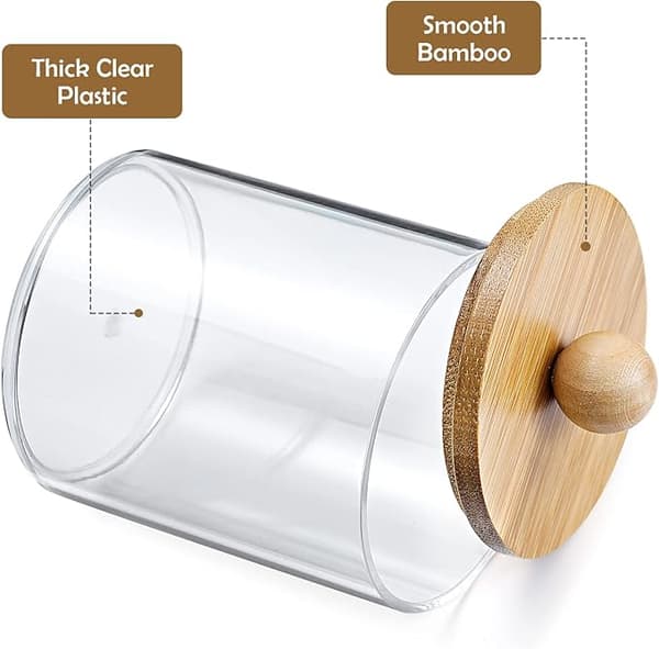6-pack Bambu Qtip-hållare - Badrumsförvaring för bomullsbollar, tops, pads, tandtråd