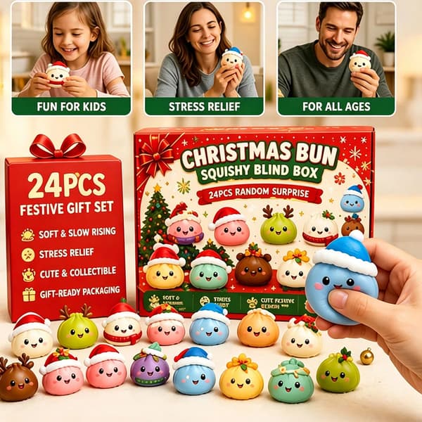 2026 Squishy julekalender, 24 dager nedtelling overraskelsesboks, Dumpling Slow Rebound Squishies Klemme Sensorisk Gave 3box(72PCS)