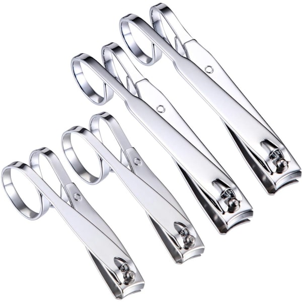 4-pack Grip Nagelklippare 360-graders Roterande Huvud Saxgrepp Tånagelklippare Rostfritt Stål Kant Fingernagelklippare Set, Stor och Liten