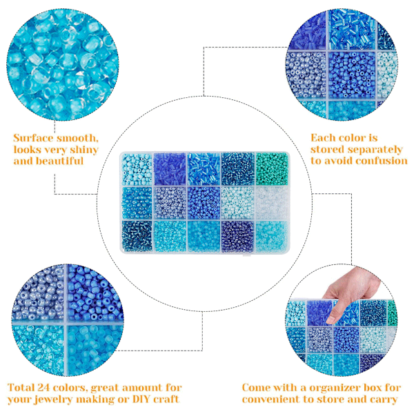 Krystallglassperler for smykkelaging, fasettert form, assortert