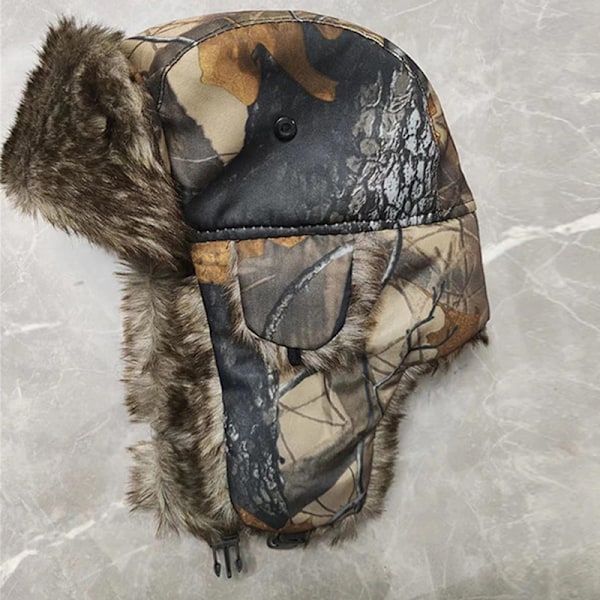 Gammal Man Öronlapp Hatt Lei Feng Hatt Kamouflage Varm Vinter Äldre D