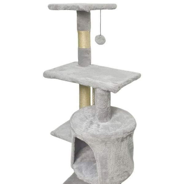 PALOMA Gråt kradsetræ til katte 40 x 40 x 114 cm - 3 platforme, 1 reb, 1 hule, kradsestolper