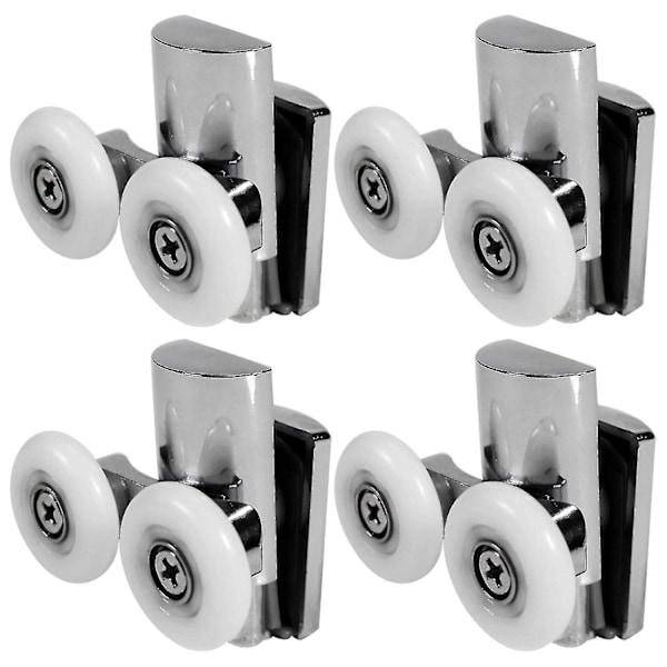 4 stk Dusjdørhjul 23mm Dusjdørruller Kraftige Doble Legeringshjul For Både Flate Skyvedører [db] silver