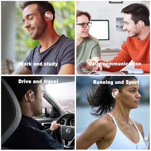 Langattomat Bluetooth-nappikuulokkeet, ei-korvassa urheilukuulokkeet (valkoinen)