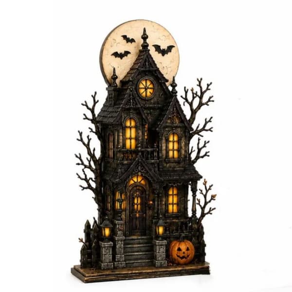 Spøkelseshusfigur i tre, Halloween Spøkelse Gresskar Borddekorasjon, 15cm Two-piece set 4 15cm/1.6cm