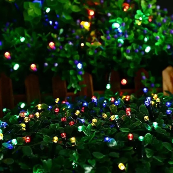 12m Aurinkopaneelit Valot 100 LED Naruvalot Valot Joulujuhlat Puutarha Ulkona Aurinko Värikkäät Keijukaisvalot