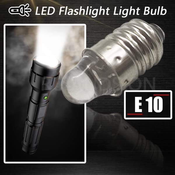 6 kpl E10 LED-lamppu 3V 6000K valkoinen taskulampulle