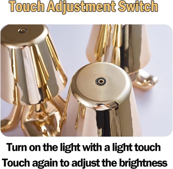 Nattbord Touch Control Bordlampe, Thinker Gullmann Statue LED Bordlampe, USB