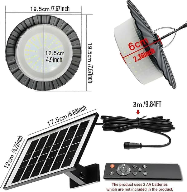 224-LED Solcelle Pendellampe med Bevegelsessensor, Solcelle Skurlys, Solcelle Pendellampe Utendørs Innendørs