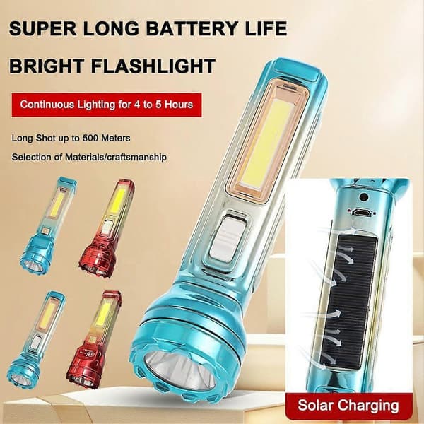 Solarlommelygte Lille LED Lommelygte Mini Super Lys Penlight USB COB