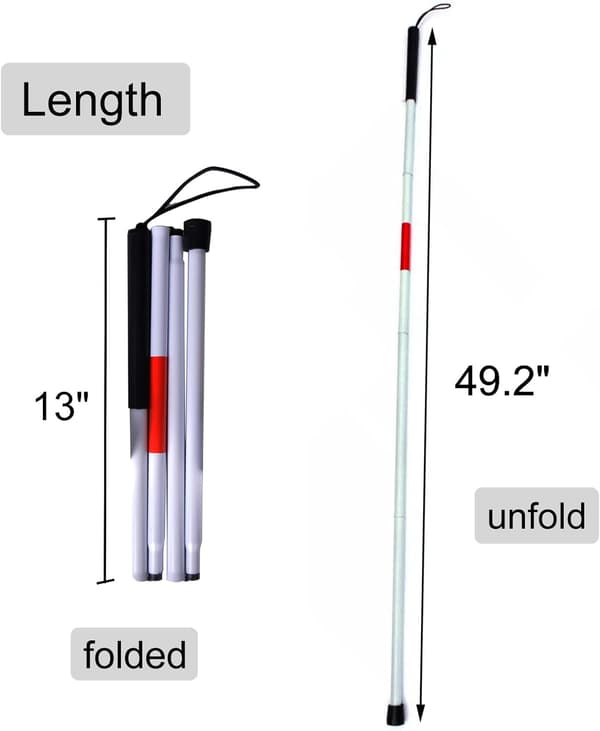 Baitai Foldbar Blindestok Refleksiv Rød Foldbar Vandrestav til synshandicappede og blinde