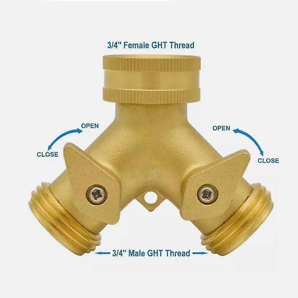 3/4\" Toveis Messing Kran Kobling Kranadapter Hageventil Dobbel Slangesplitter