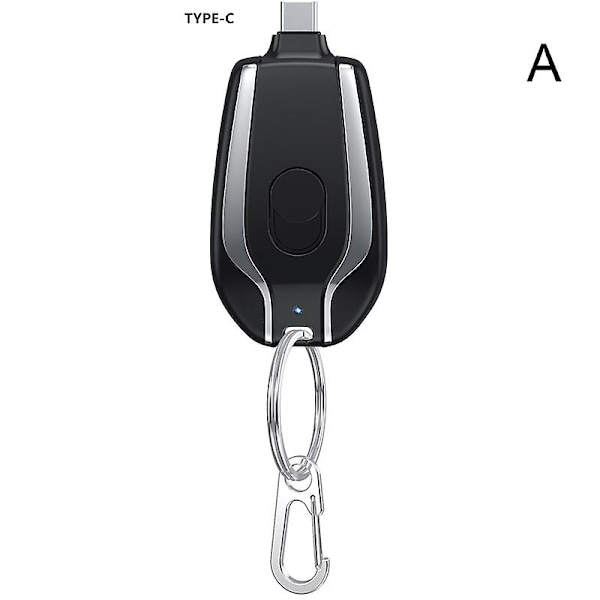 1500mah Bærbar Mini Powerbank Nøglering Opladning Powerbank Mobiltelefon Reserve black