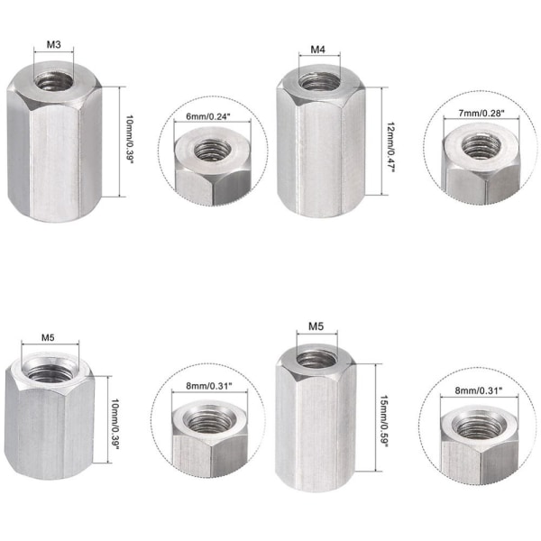 10 stk sekskantmuttere Sekskantmuttere M6X15MM M6x15mm