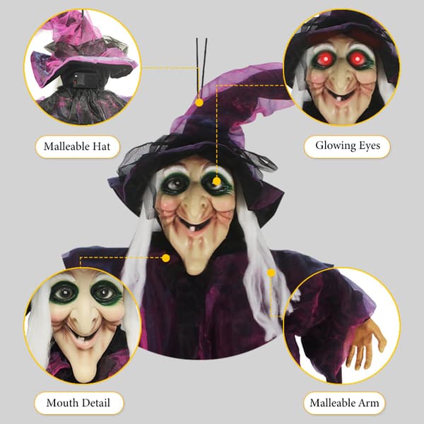 Hängande Talande Häxa för Halloween Utomhusdekoration