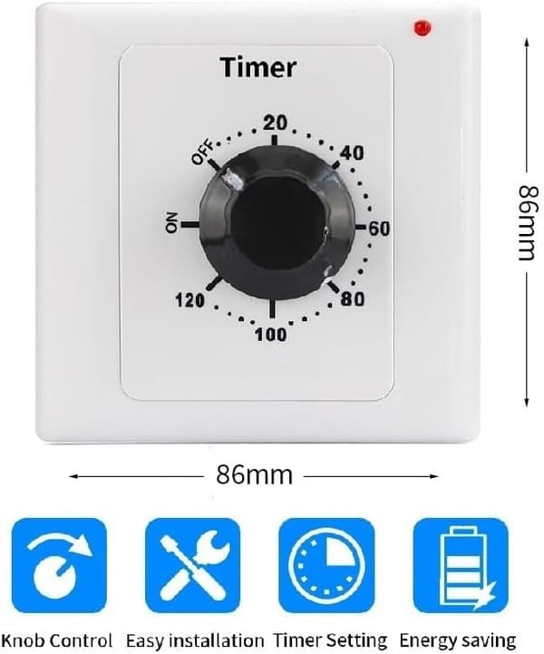 120 Minutters Timerbryter, AC 220V 15A Intelligent Mekanisk Nedtellingstimer