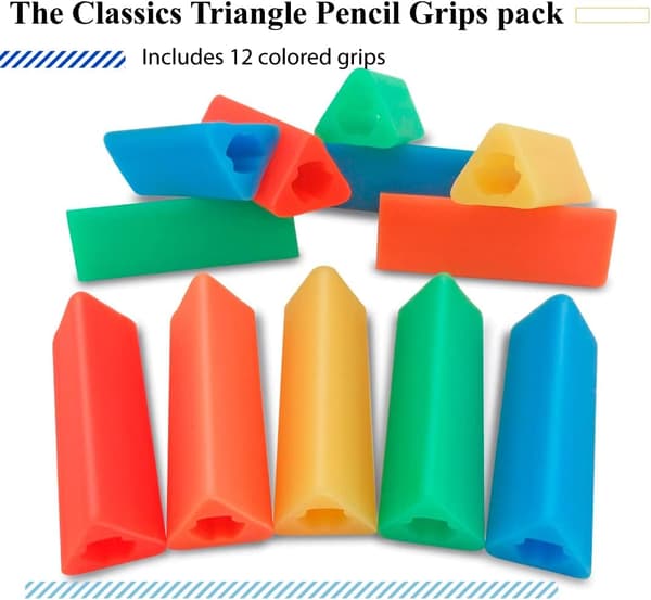 12-pack Klassiska Triangulära Penngrepp, Blandade Starka Färger, 4,45 cm Långa