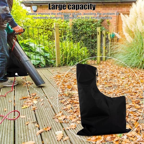 Løvsugerpose - 44x60cm oppsamlingspose med ventilasjonshull - Vanntett hageavfallspose for blåser og kverner Black