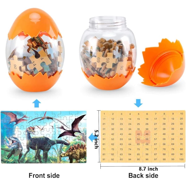 Dinosauriepussel, Träpussel 60 Bitar Pussel för Barn 3 År + Dinosaurieleksaker 2-pack Pojkar Flickor Presenter