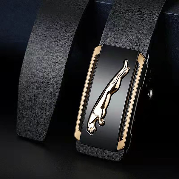 Bælte uden tænder til mænd, automatisk spænde, indvendigt bælte, afslappede bukser til unge og midaldrende, lomme i ét stykke Toothless buckle-gun leopard style 120cm