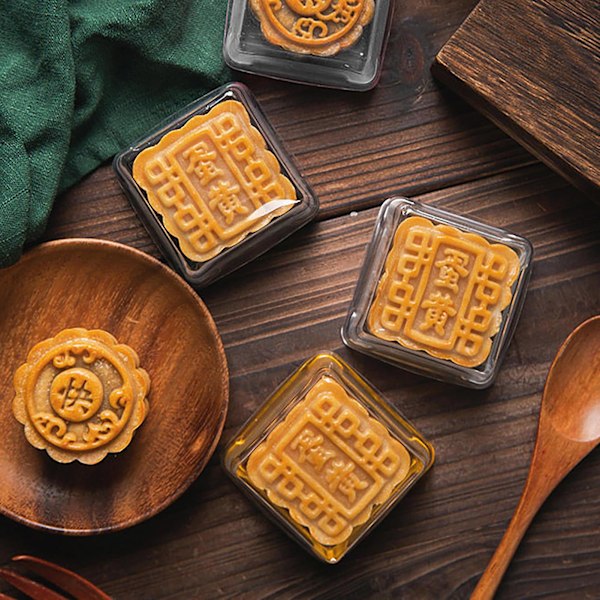 50 stk. 100g mooncake æske firkantet multifunktionel plastik æggeblomme kageæske til festival (FMY) Golden