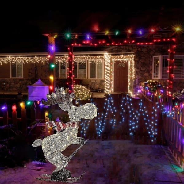 Utendørs Julefigur LED Ski Elg Hage Dekor Ornament 30cm - MXBC