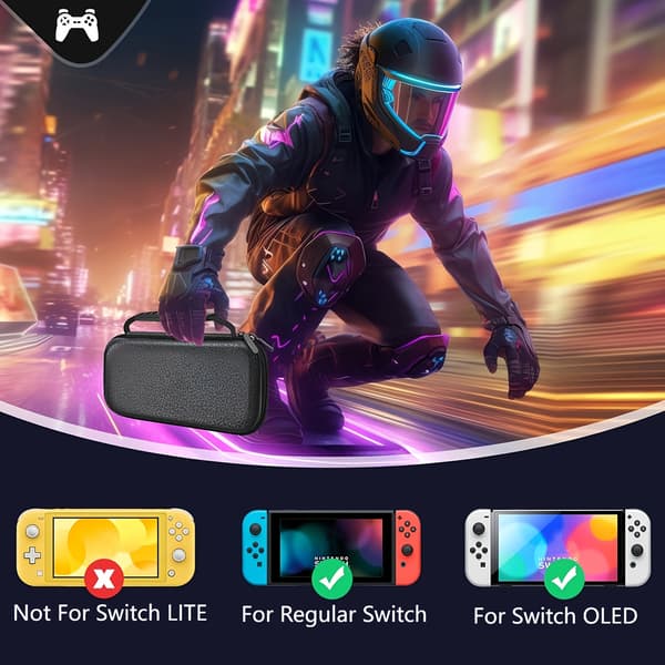 Switch Rejsetaske – PU Læder Opbevaringstaske til Konsol & Tilbehør Black
