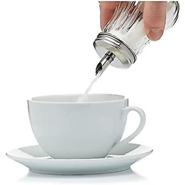HK Glas Sukkerdispenser Hælder, Retro Stil Sukkerkrukke Karaffel Cafe Bistro Restaurant Sukkerryster Skål (Glasdispenser)(FQ)