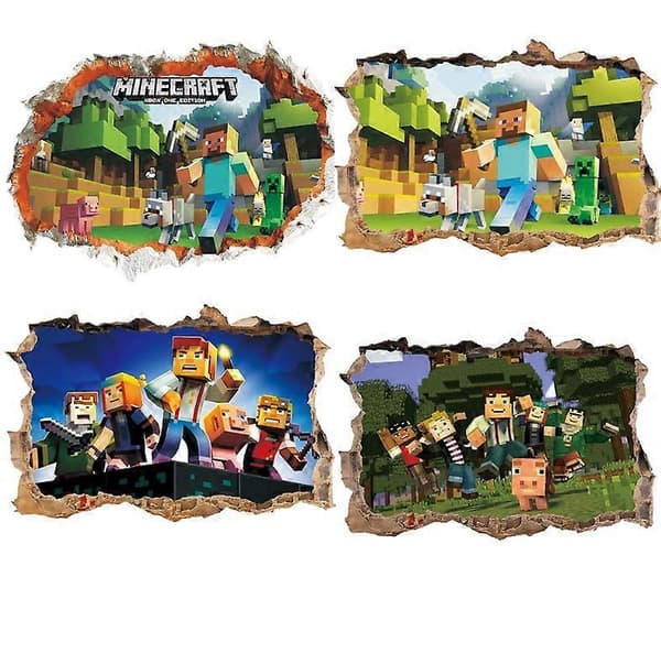 (Set med 4) Creeper Inomhus Väggdekal, Minecraft ren stig - Väggdekal