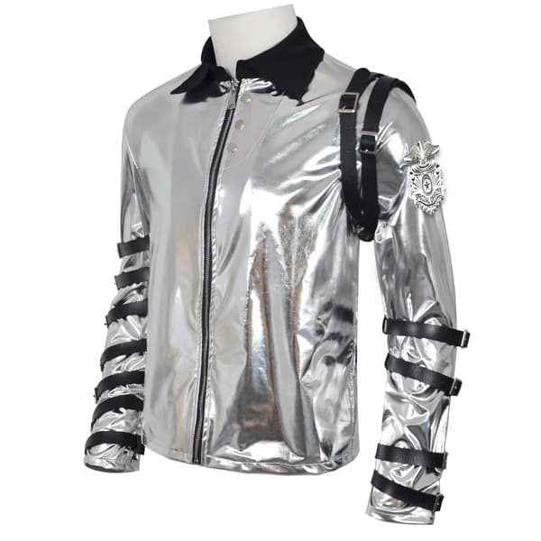 Michael Jackson Bad Tour Silver Metallic Jacka Retro Rock Scenframträdande Kappa Jacket XL